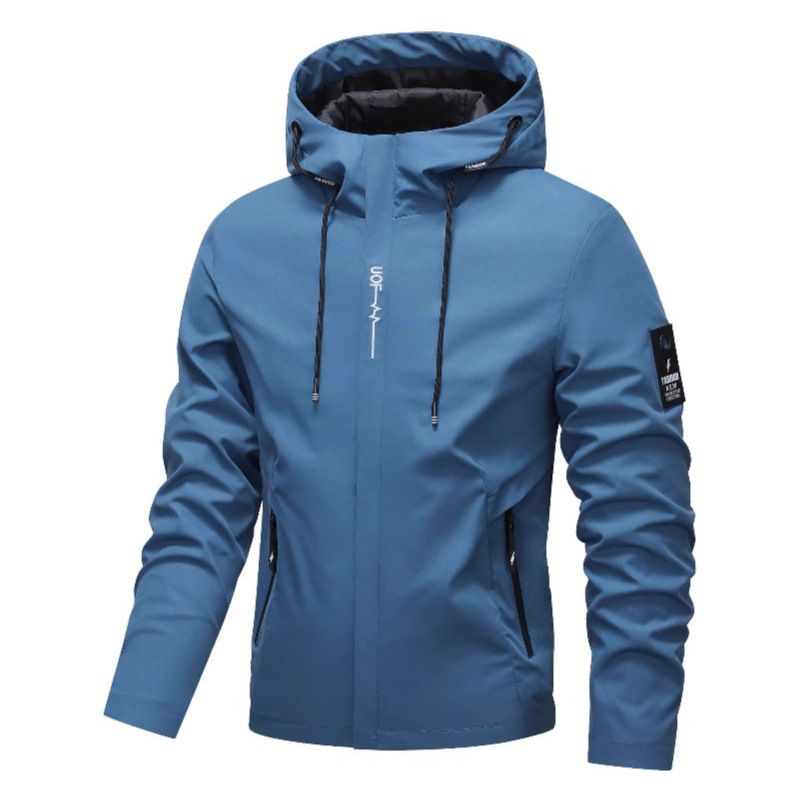 European Size Autumn Men's Simple Workwear Trendy Brand Hooded Outerwear Sports Casual Jacket_voghion.com