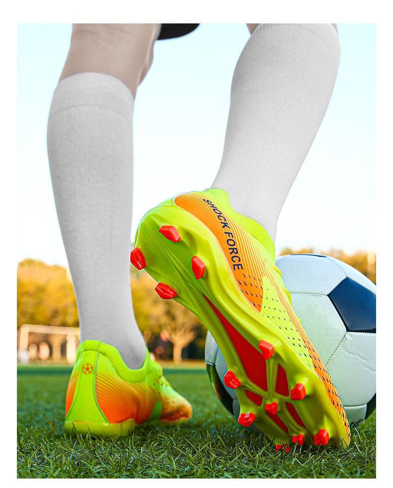 Zapatillas de fútbol para niños AG con tacos largos y cortos para estudiantes, de césped artificial para interiores, para competición y entrenamiento_voghion.com