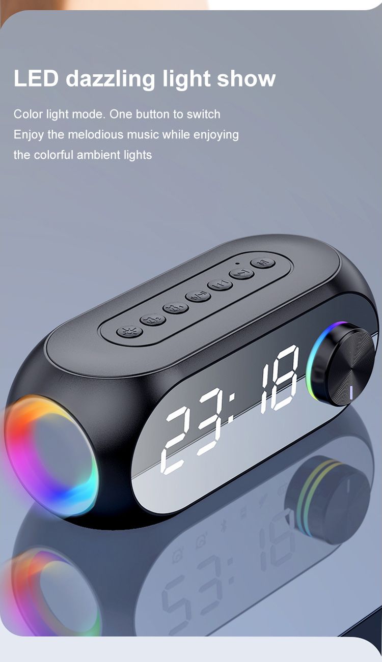 Alarm Clock Radio FM Bluetooth Speaker Portable Subwoofer Caixa De Som Sound Box Music Wireless Mini Woofers Bocina Lamp Column_voghion.com