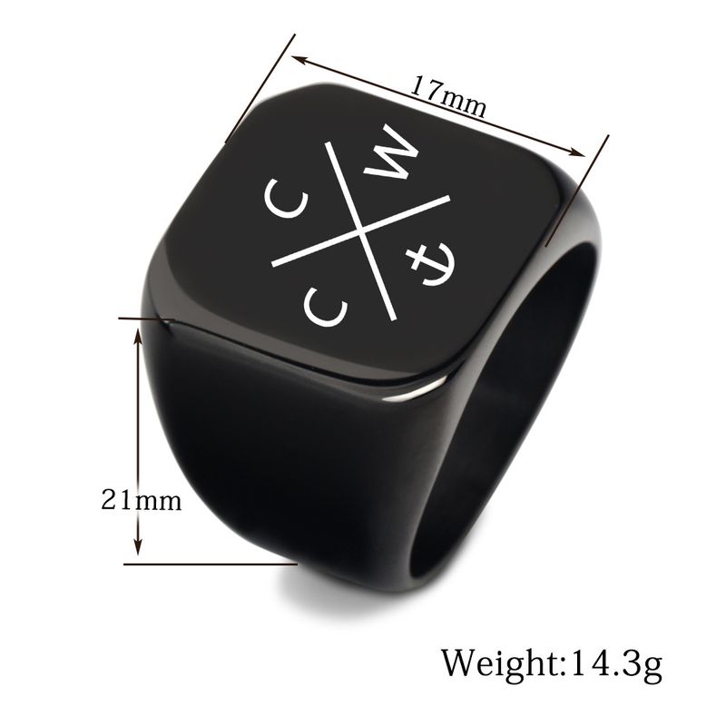 Men's Anchor Titanium Steel Ring - Anxiety Relief Square Geometric Band, Hypoallergenic & Durable, Sizes 4-15 Square 18MM Hand Jewelry Ring_voghion.com