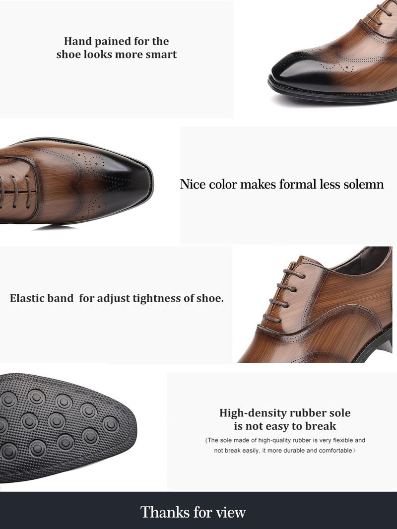 Chaussures Derby Brogue pour homme HPIOPL - Design à bout carré d'inspiration japonaise avec cuir PU grain de bois et semelle en caoutchouc_voghion.com