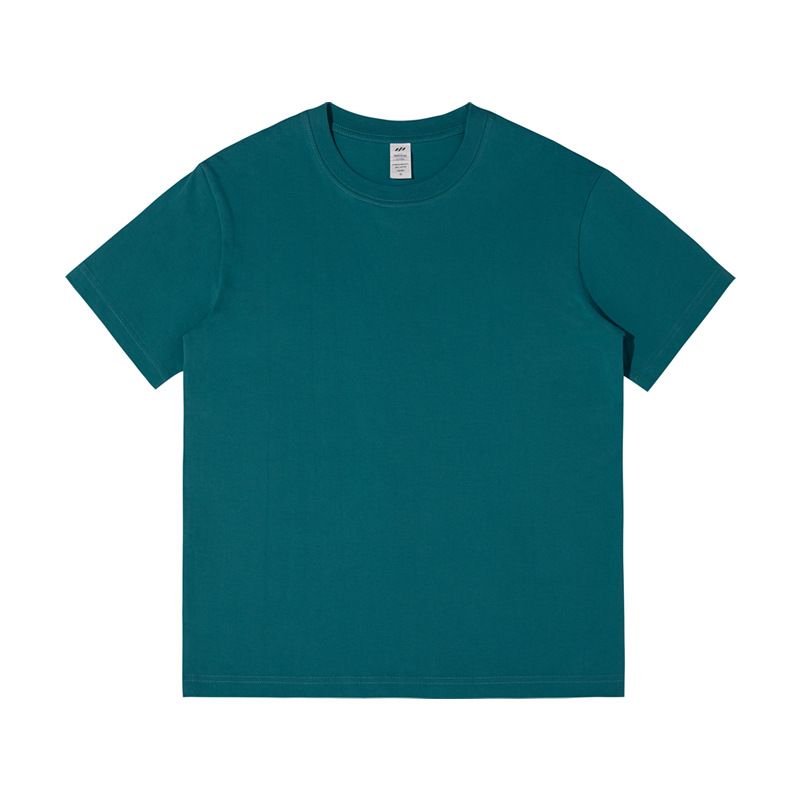 2025d Drei Seewale|230g Kurzarm Xinjiang Gekämmte Baumwolle Herren Einfarbig Weiß Trendy Lose Blank T-Shirt_voghion.com