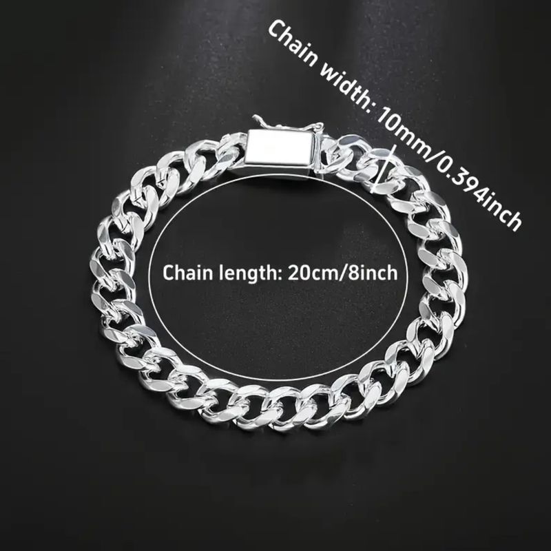 Bracciale cubano con fibbia quadrata da 10 mm, alla moda, con catena laterale da uomo._voghion.com