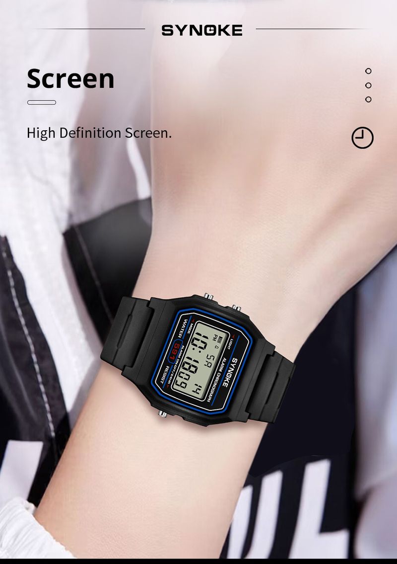 Retro Digital Sports Watch For Men And Women - Lightweight Square Design, 30M Waterproof, PU Strap, Multiple Color Options Small Square Spot_voghion.com