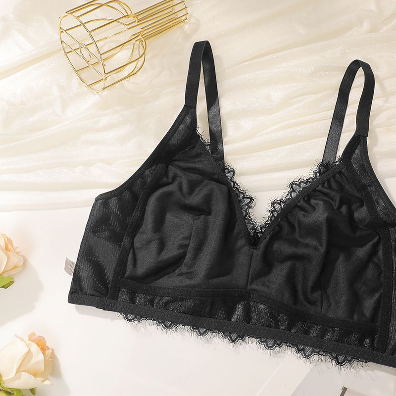 Plus Size 1-4XL Damme Plus Size Lingerie Sexy Ënnerwäsch Ultra Dënn Grouss Broscht Kleng Ultra Dënn Perspektiv Anti-Hängend Damme-BH_voghion.com