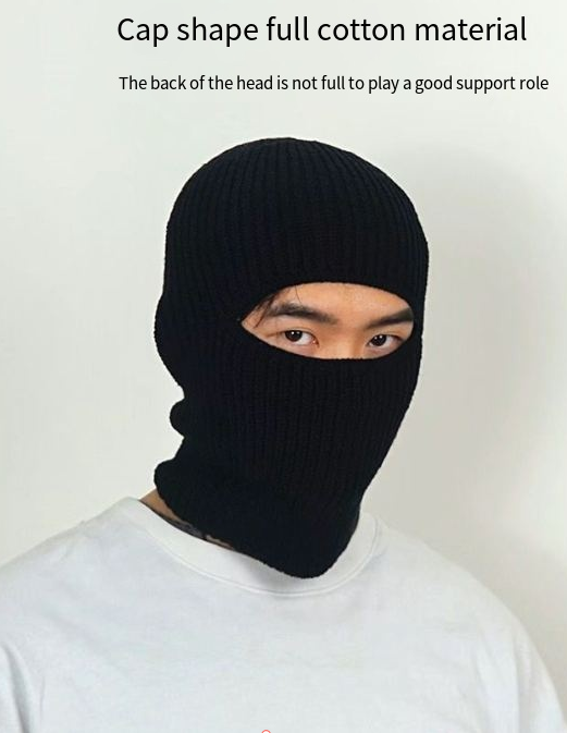Winter men's women's balaclava knitted wool hats, windproof proof head covers, face shields, warm and cold hats_voghion.com