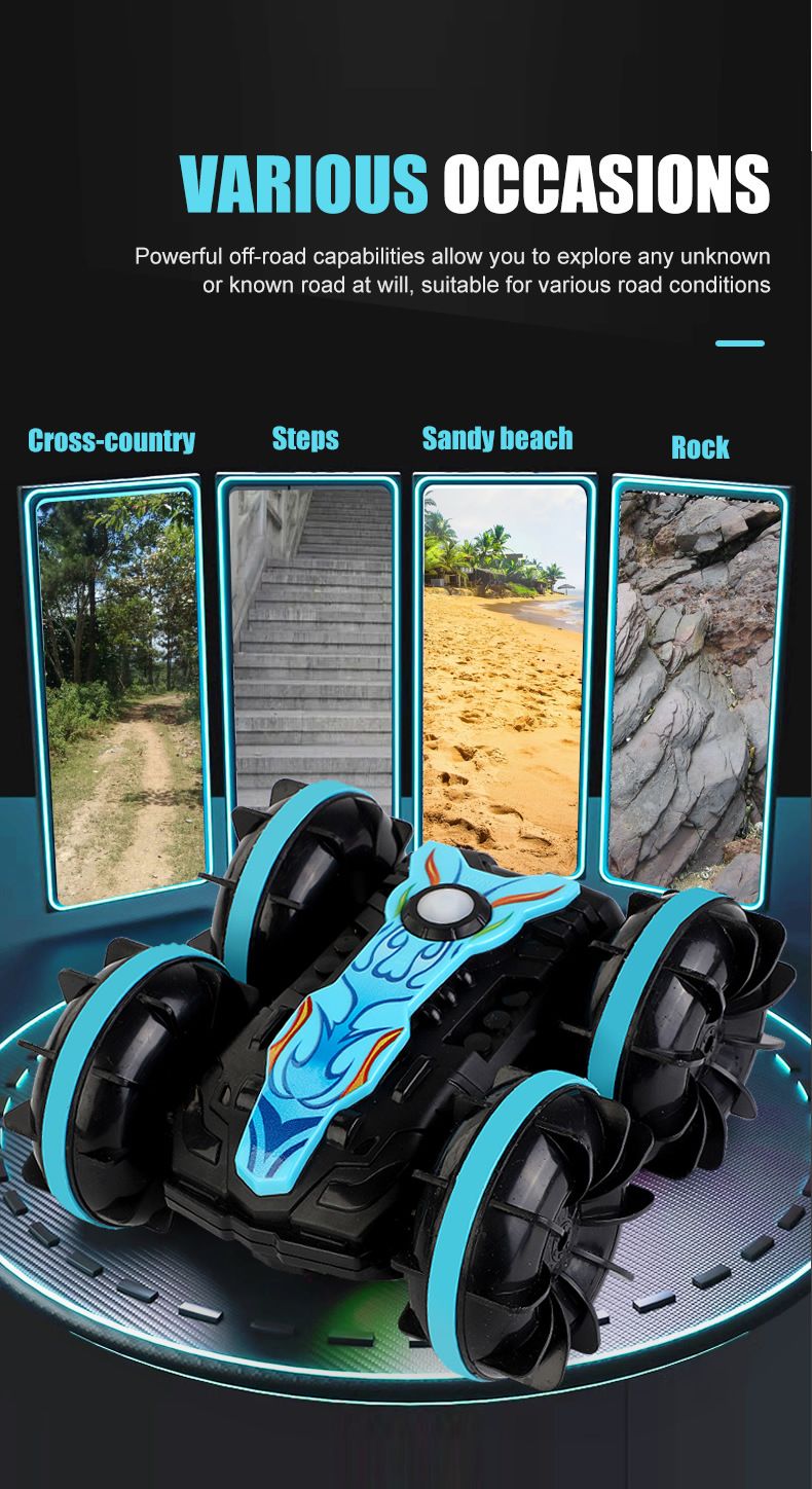 New double-sided rolling and rotating remote-controlled stunt amphibious beach toy_voghion.com