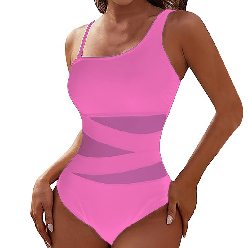 Women's Clothing One Piece Swimsuit Thin Strap Oblique Shoulder Conservative Bikini_voghion.com