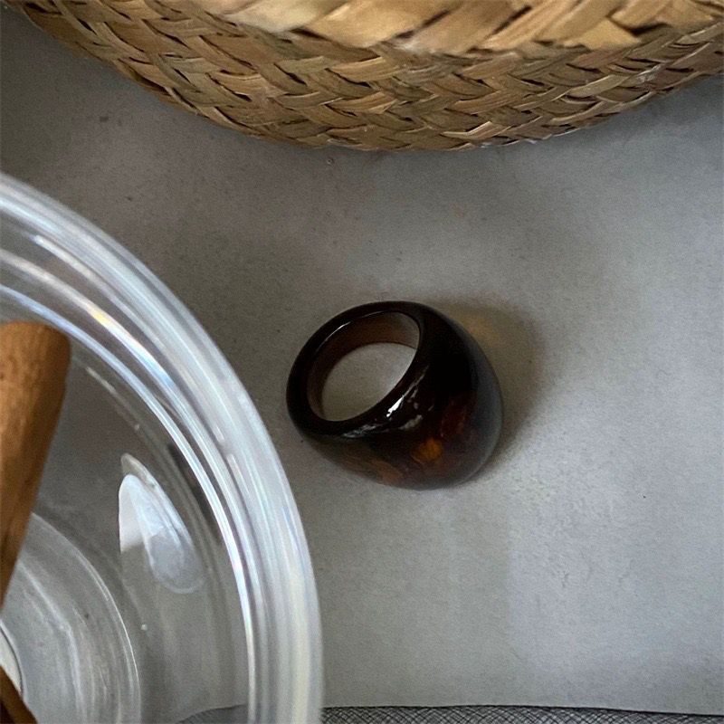Unisex Moda Semplice Gradiente Colore Caffè Resina Personalità Esagerata Impilabile A Forma di Arco Taglia Unica Indice Fer_voghion.com