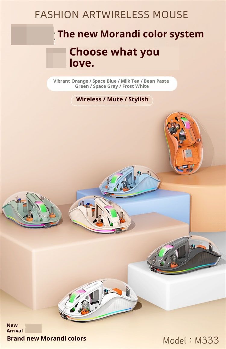 Digitex Digitex M333 Wireless Bluetooth Three-Mode Transparent Mouse TYPE-C Rechargeable Bass Tablet Laptop Office_voghion.com