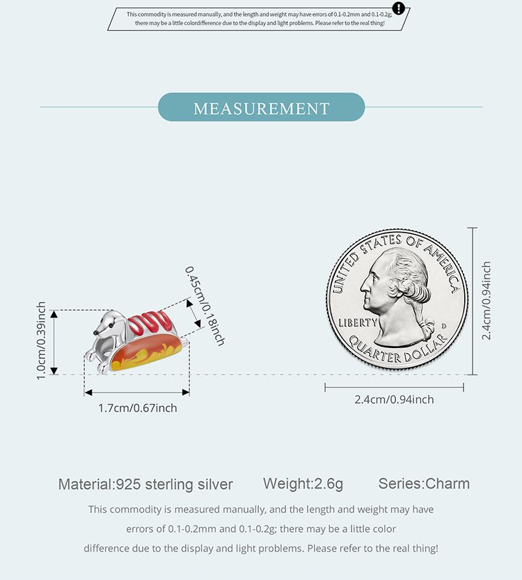 Hot Dog Teckel Charm Sterling Zilveren Charm_voghion.com