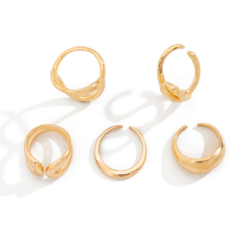 ins liquido linea geometrica anello aperto nicchia design irregolare lava anello mano gioielli donna_voghion.com