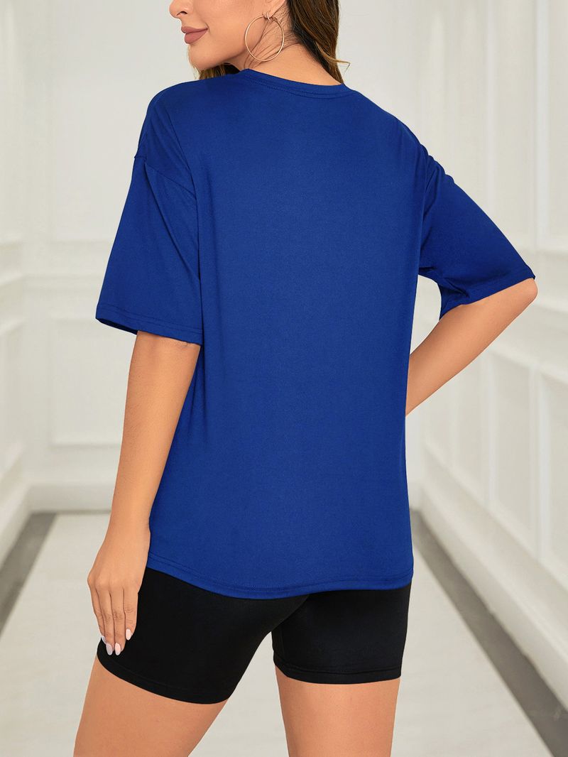 Dameskleding Effen kleur all-match digitaal bedrukt tweedelige korte mouwen shorts los casual lente en zomer_voghion.com