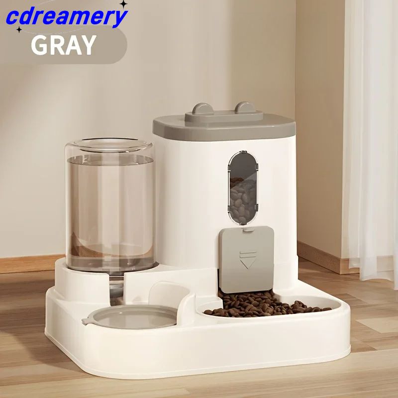 Dispensador de comida para gatos, água e comida integrados, totalmente automáticos, dispensador de água e comida para gatos, dispensador de água fofo_voghion.com