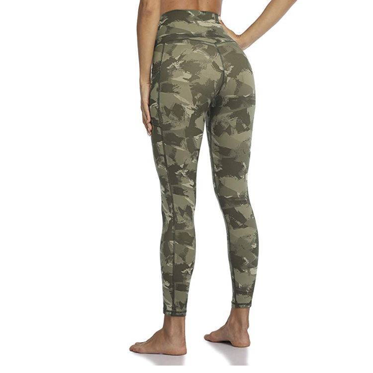 Taille haute repliée dans la poche, coupe ajustée pour soulever les hanches, haute élasticité, repliée dans le legging pour femme pêche._voghion.com