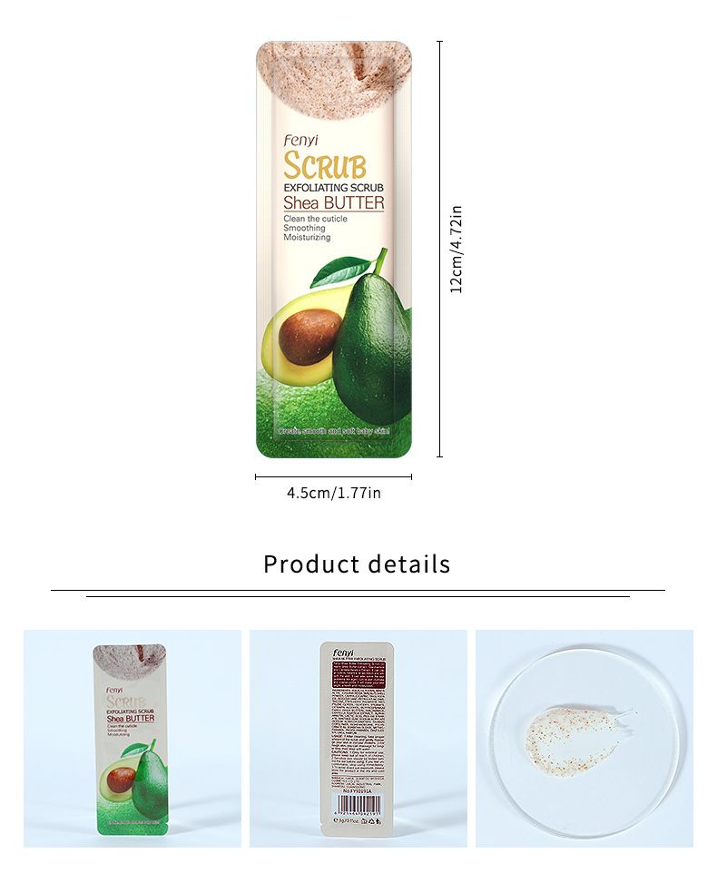 Fenyi Shea Butter Scrub 3g Body Cleansing Pores Rejuvenation Moisturizing Avocado Keratin_voghion.com