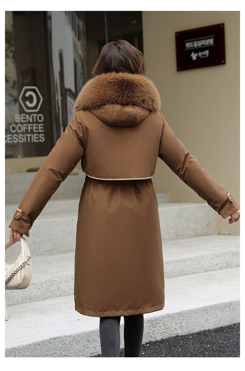 Damenbekleidung Baumwollgefütterte Jacke, extra lange Overknee-Pie-Jacke mit herausnehmbarem Futter, neue Winter-Großgrößen-Warmjacke Baumwollgefütterte Jacke_voghion.com