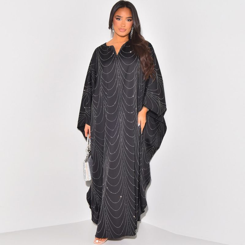 Women's Clothing Modest Spring And Summer New Women's Fashion Loose Hot Diamond Robe Dress_voghion.com
