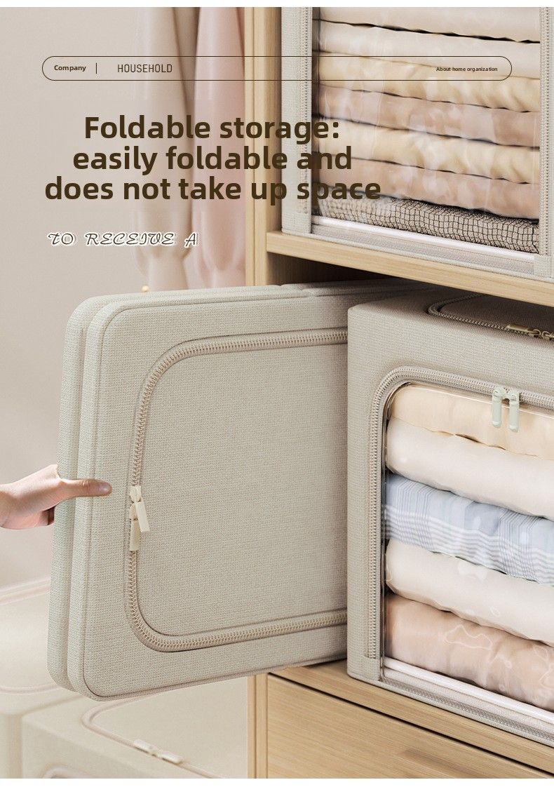 Aufbewahrungsbox für Spielzeug, Hosen und Kleidung mit seitlicher Öffnung, verdicktem Stoff, faltbar, für den Kleiderschrank_voghion.com