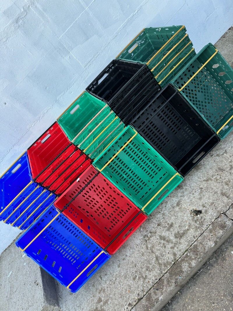 20 X 25cm Deep Bail Arm Crates / 42 Litre Plastic Stacking Boxes 60 X 40 X 25cm_voghion.com