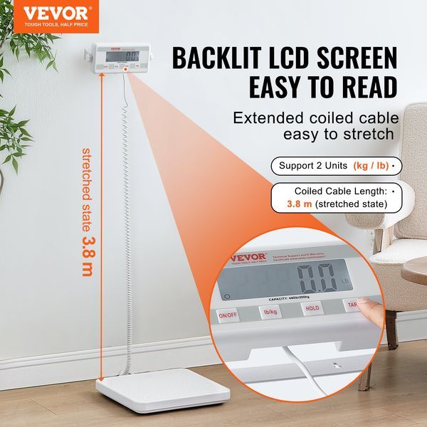VEVOR Portable Medical Scale Professional Digital Physician Weight Scale 440LBS_voghion.com
