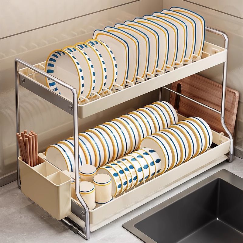 Kitchen Household 2025 New Model Multifunctional Countertop Dish Rustproof Draining Storage Rack Tableware_voghion.com