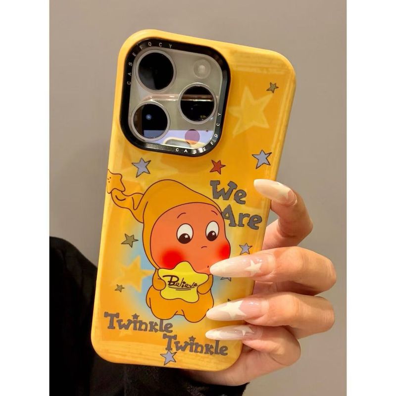 Custodia magnetica TechGlobe a forma di cartone animato con testa grande rotante e stella carina, compatibile con iPhone 16 Pro Max 15._voghion.com