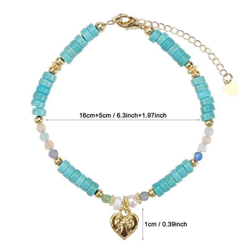 Bracelet en pierre naturelle turquoise avec nœud d'amour Bracelet réglable_voghion.com