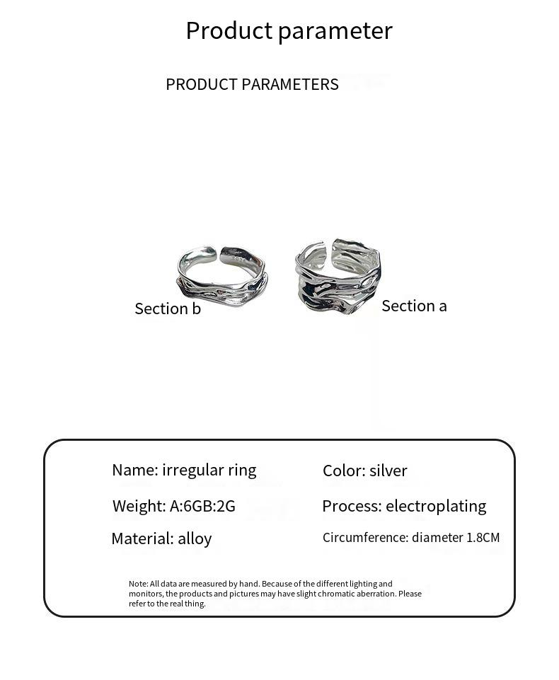 Unregelmäßige Textur Zeigefingerring Koreanische Ins Damen Unregelmäßige High-End-Mode Persönlichkeit Nische Licht Luxus Ring Zubehör_voghion.com