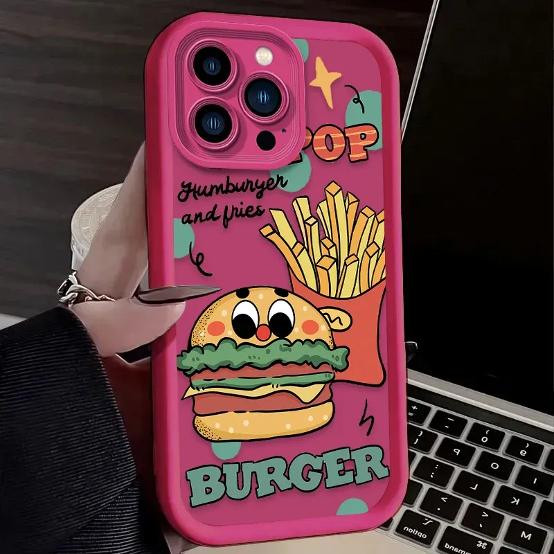 Shockproof Soft Silicone Back Case For IPhone 16 15 14 13 12 11 Pro Max X XS X S Max XR SE 2020 7 8 Plus Funny Hamburger Cover_voghion.com