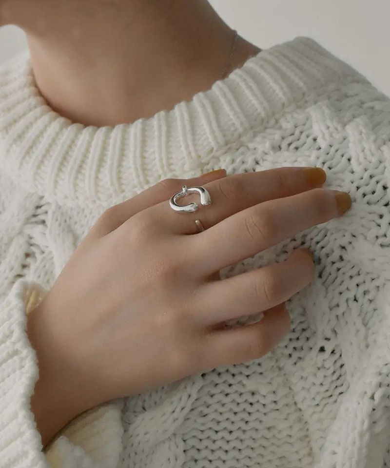 Anello in argento puro con bocca aperta, stile coreano, elegante, giapponese, francese, C-line, per le donne_voghion.com