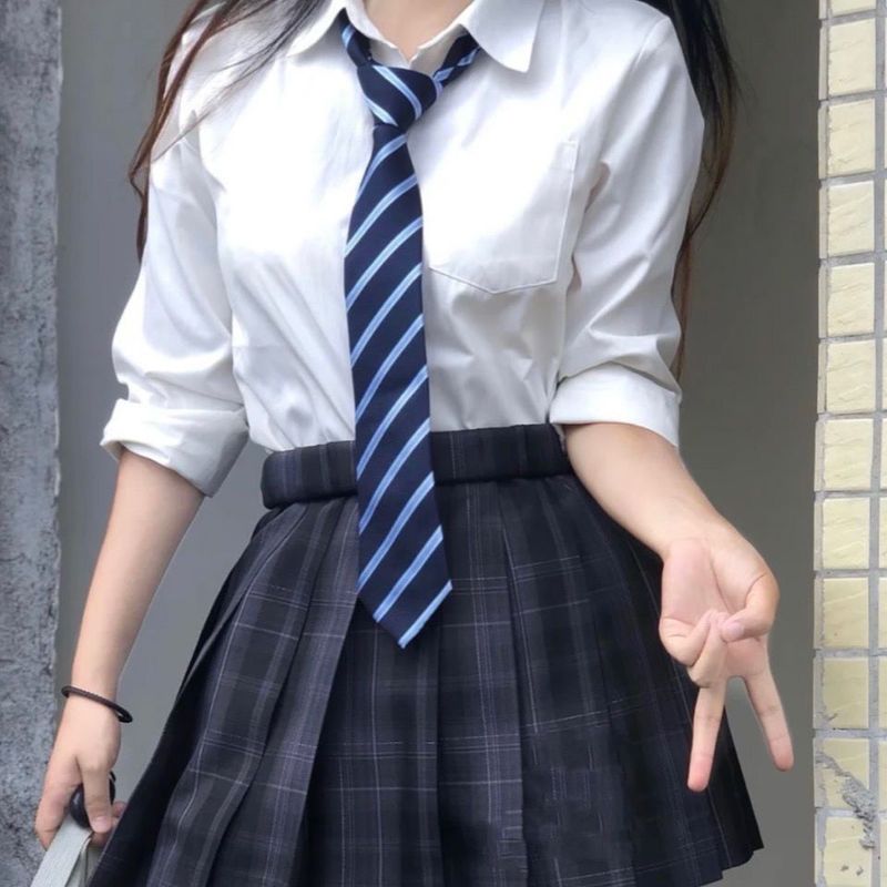 Uniforme unisex Xichen con papillon blu stile college JK/DK senza cravatta_voghion.com