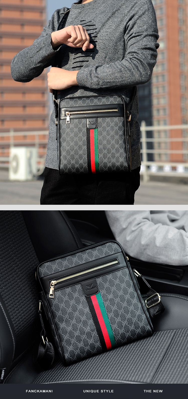 Heren Casual Bedrukt Patroon Aktetas Minimalistische Kleine Vierkante Tas_voghion.com