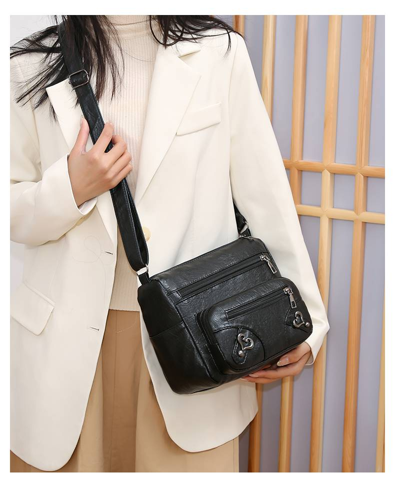 Women's vintage shoulder bag, multi-pocket large capacity crossbody bag_voghion.com