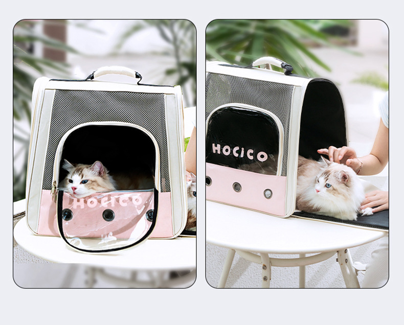 contrast color stitching simple casual breathable backpack large space cat bag outdoor travel pet cat bag supplies_voghion.com