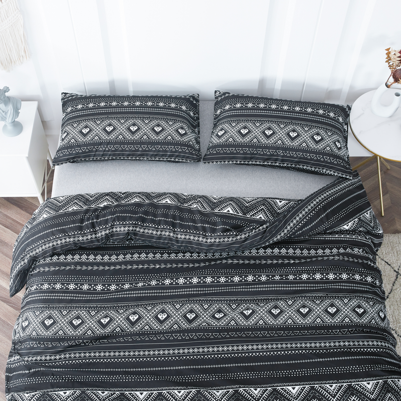 Set da tre pezzi Copripiumino bohémien Set da tre pezzi Biancheria da letto stampata_voghion.com
