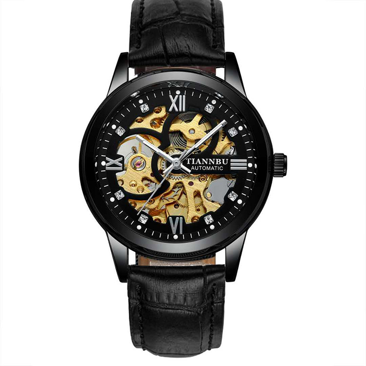 Diamond-encrusted Men's Watch Automatic Hollow Mechanical Watch Fashion Trend Waterproof Men's Watch_voghion.com