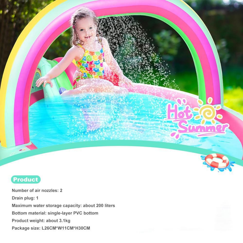 Inflatable Kids Water Park With Slide Unicorn Sprinkler Arch Splash Pool With Spray Fountain Wave Game Ocean Theme For Outdoor Summer Fun_voghion.com