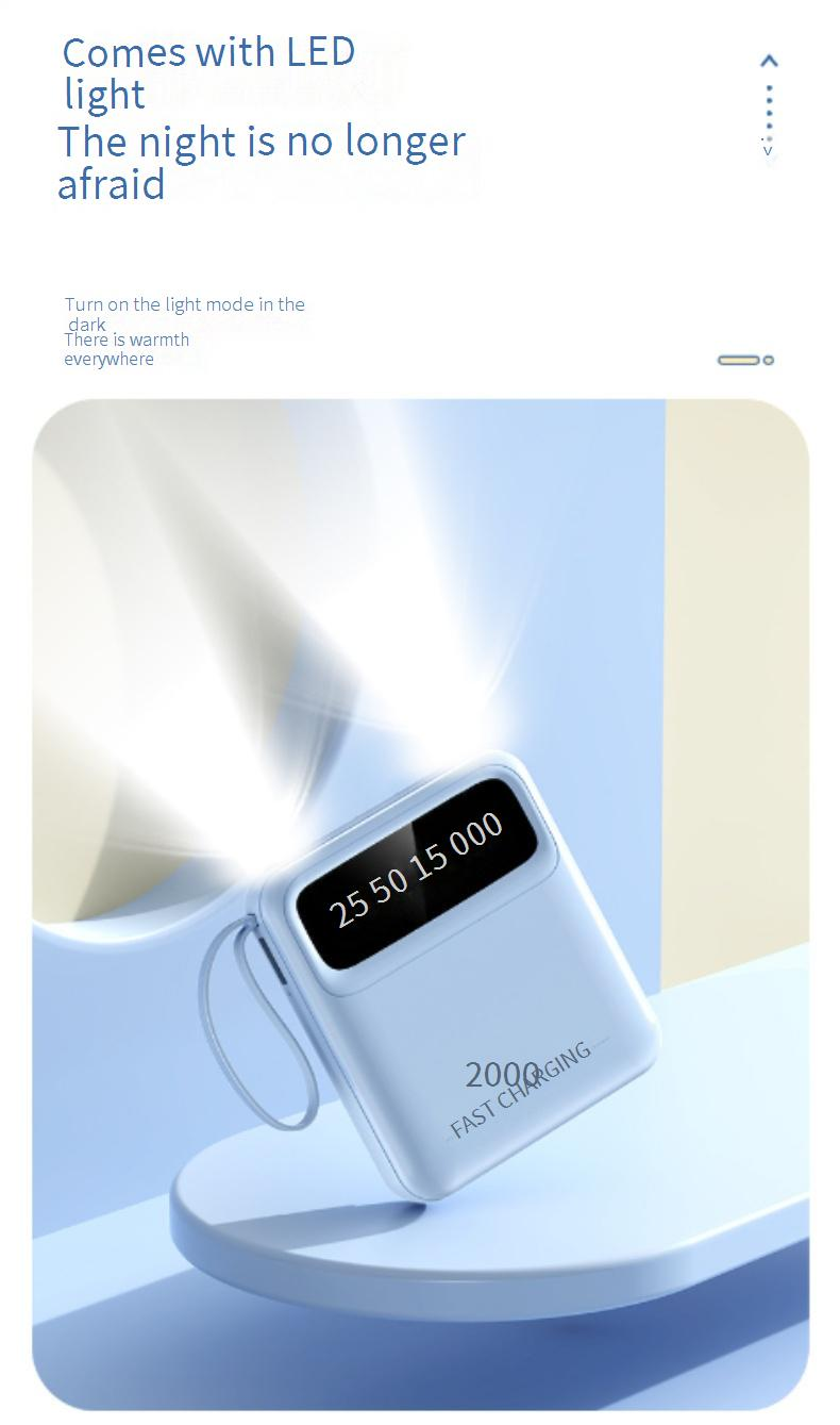 Handy-Zubehör Mini Portable Power Bank 20000 MAh Große Kapazität Handy Power Bank Mit Gebaut In Kabel_voghion.com