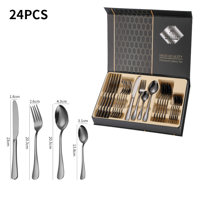 Stainless Steel Cutlery Set Creative 24 Piece Gift Box Western Steak Knife Fork And Spoon_voghion.com