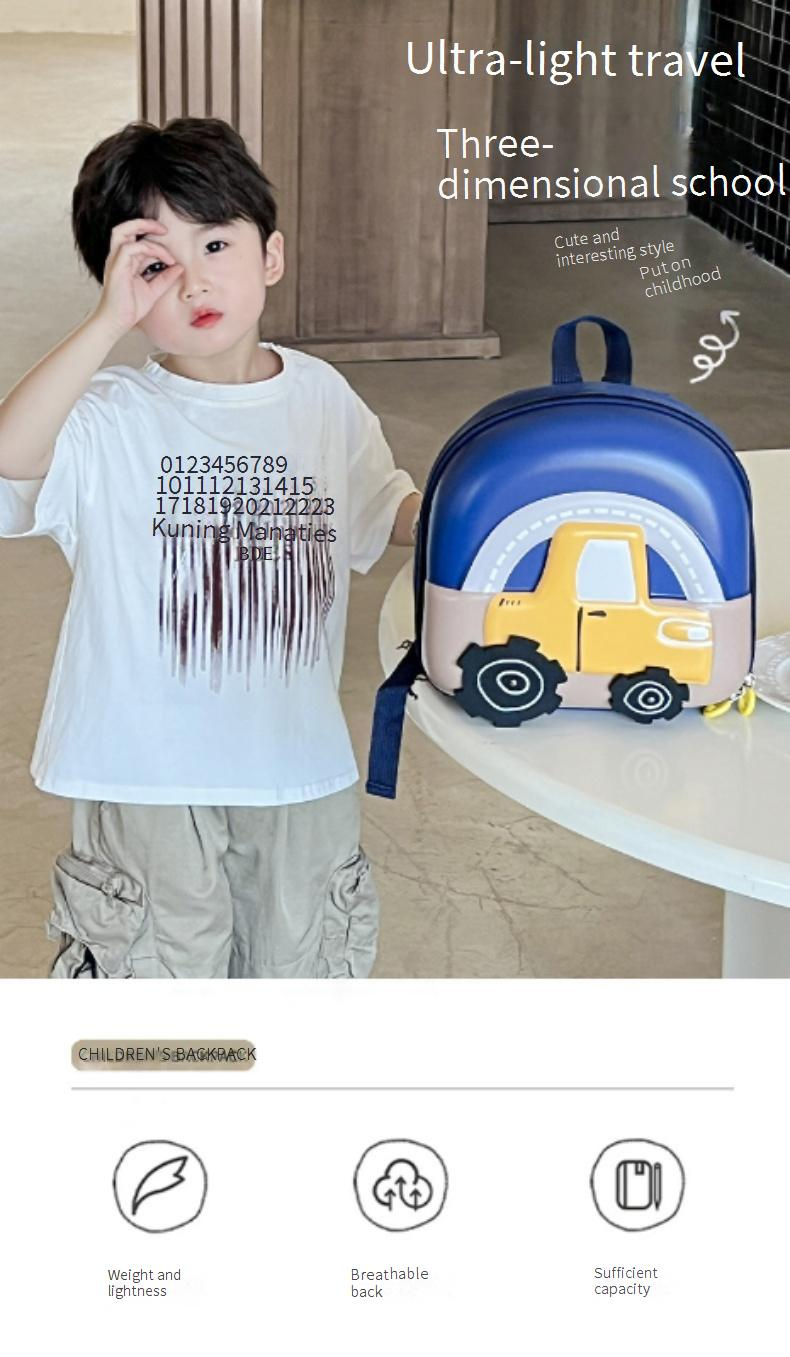 Nueva mochila escolar para niños de jardín de infantes, linda mochila rígida con diseño de coche de dibujos animados, mini mochila para bebé_voghion.com