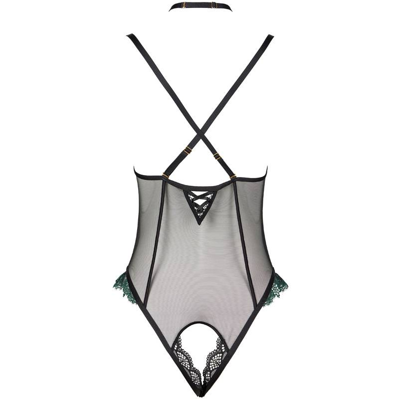 KOOSSOASIS Deep V Free-to-take-off Jumpsuit Close-fitting Sexy Lingerie Female Tulle Sexy Buttocks Cross Back Temptation Net_voghion.com