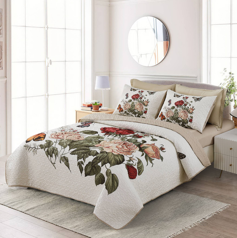 CG42 Floral Rich Bed Cover Set, Suitable For Bedrooms And Living Rooms (1*bedspread +2* Pillowcase, No Quilt Core Or Pillow Core)_voghion.com