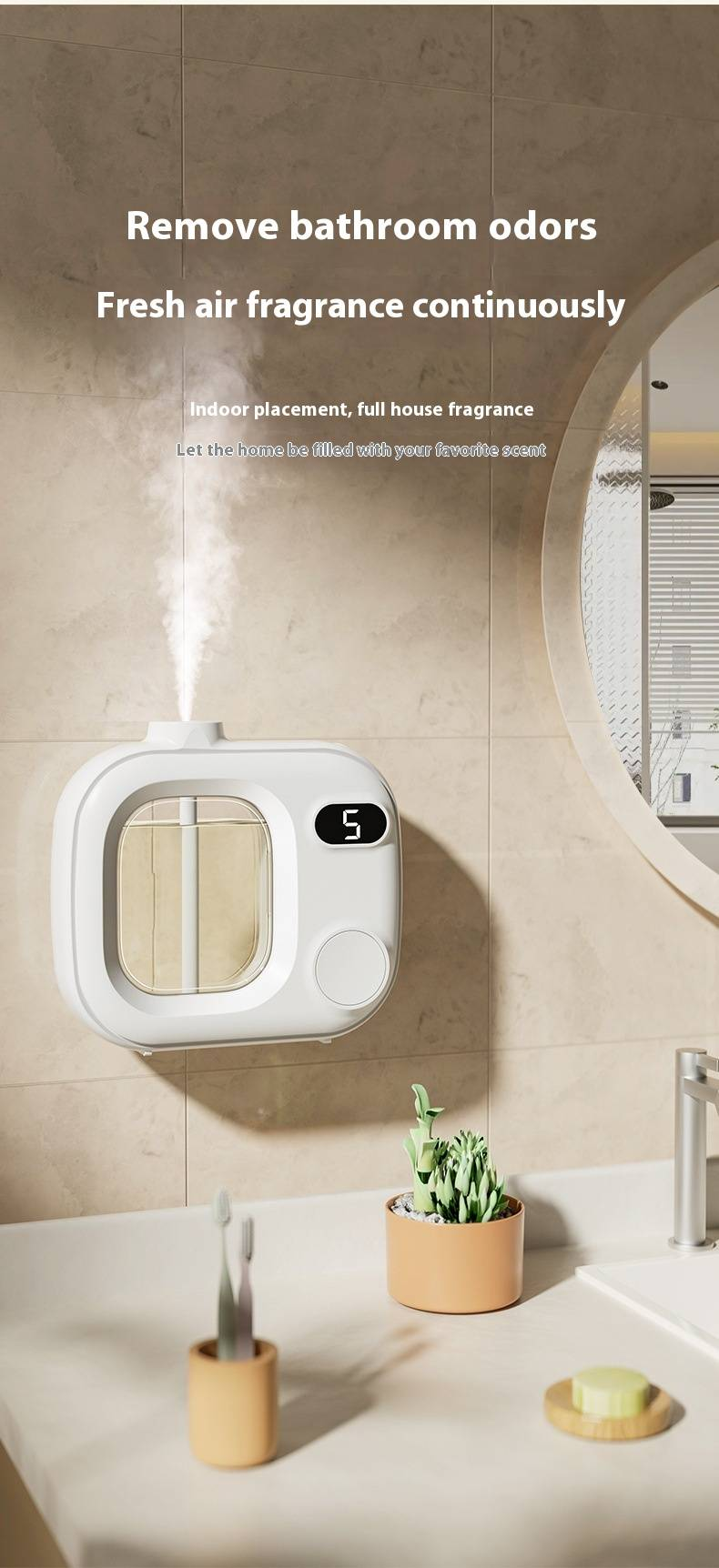 Diffusore di aromi automatico per casa e ufficio - Macchina spray per oli essenziali da parete con 7 fragranze premium, funzionamento silenzioso e protezione contro la combustione a secco_voghion.com
