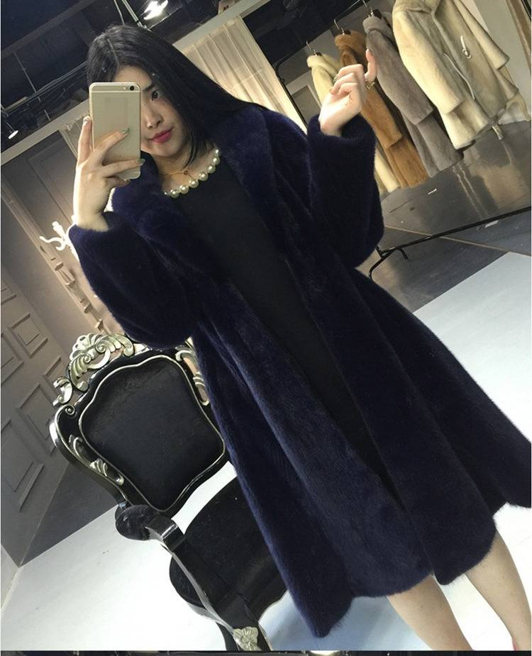 Cappotto lungo in pelliccia sintetica da donna, vestibilità slim, caldo e invernale, in velluto di visone di lusso_voghion.com