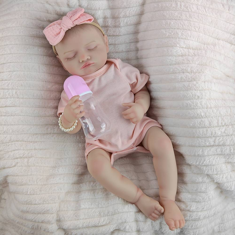 Boneca renascida de 18 polegadas com pele 3D simulada para dormir, cabelo desenhado à mão, acompanha para brincar, boneca lavável, presente de aniversário_voghion.com