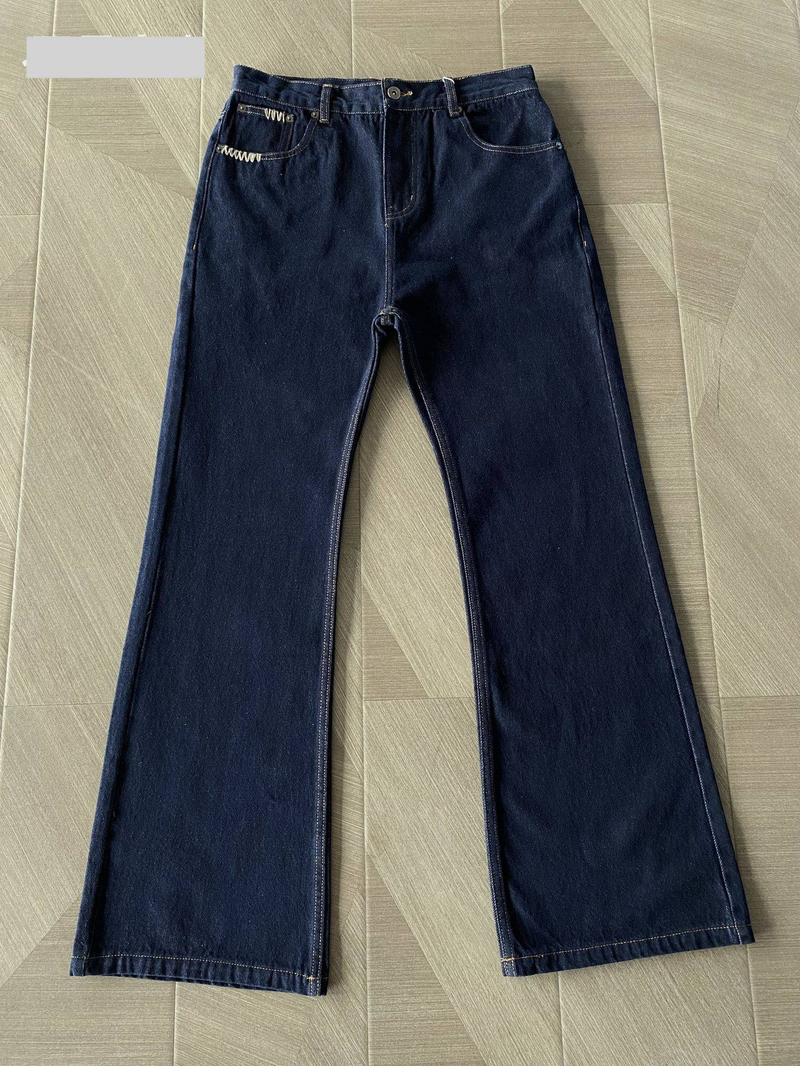 Jeans da uomo slim fit in denim grezzo con dettagli cuciti a mano, 646 leggermente svasati, blu scuro classico_voghion.com
