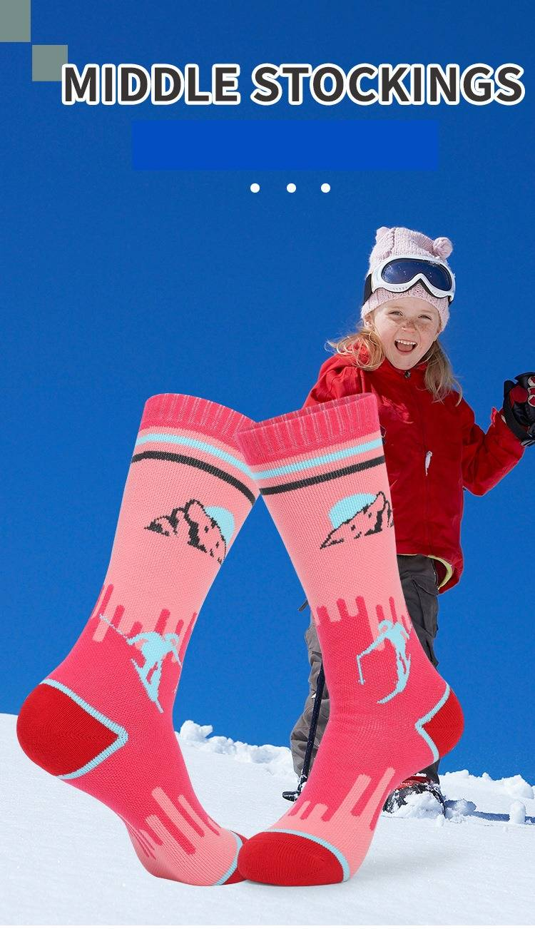 Due paia di calzini da sci per bambini, spessi, in spugna, caldi, sportivi invernali, lunghi, tubolari, deodoranti, 3-12 anni, cotone_voghion.com