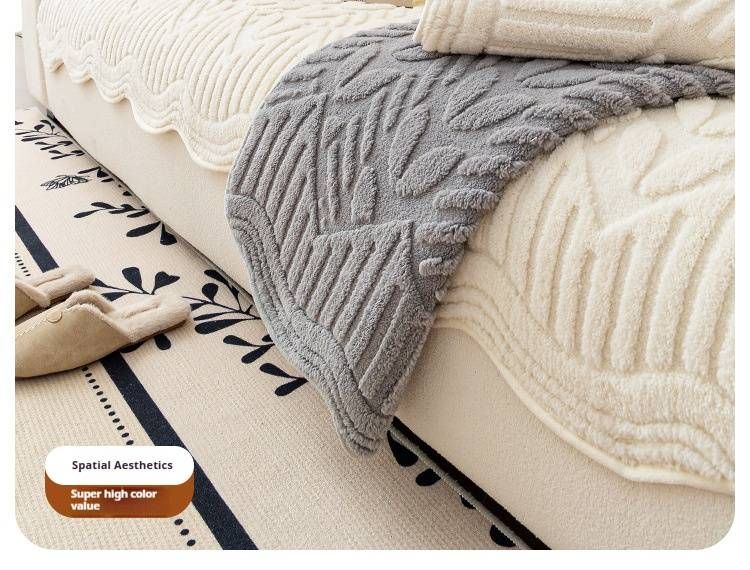 Fodera per cuscino del divano in morbido velluto – Cuscino antiscivolo a righe per divani componibili (bianco crema, grigio, verde, beige chiaro)_voghion.com