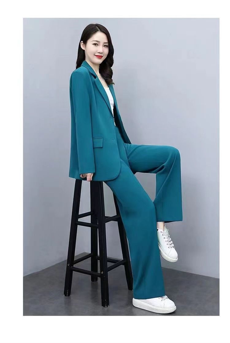 Dameskleding Nieuwe lente- en herfstpakken voor dames, professioneel en elegant, slank, lang mouwen colbert, wijde broek, tweedelig pak_voghion.com